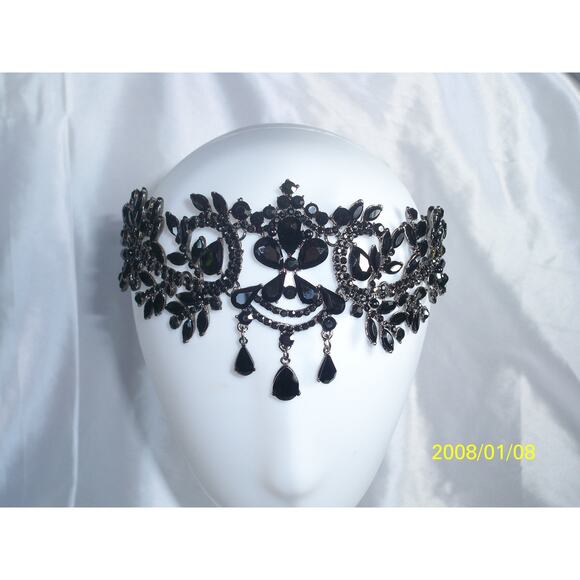 Black Rhinestone Flapper Great Gatsby Headband, Headpiece 1920 Flapper headband - Picture 1 of 7